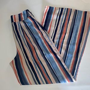 Bar III pastel watercolor design wide leg sheer pants size small  100% polyester